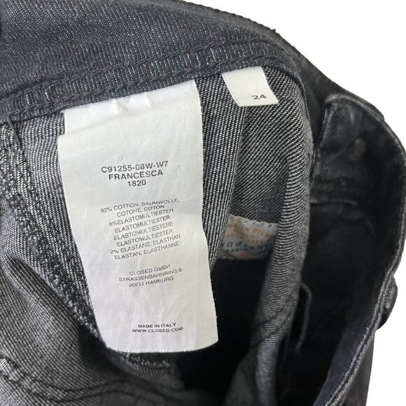 CLOSED Francesca Moto Cropped Jeans Women’s Size 24 Black Denim Altered Hem - Picture 12 of 14
